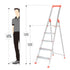 Bathla Elevate 5-Step Foldable Aluminium Ladder For Home with Tool Tray (Orange)